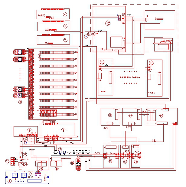 海灣柜式和琴臺(tái)式火災(zāi)報(bào)警控制器主機(jī)內(nèi)部接線(xiàn)示意圖