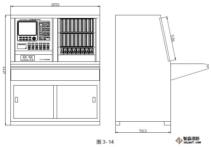 JB-QG/QT-GST9000火災(zāi)報(bào)警控制器外形尺寸圖2