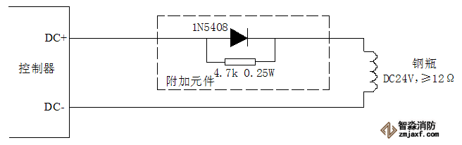 氣體滅火控制器與鋼瓶電磁閥接線圖